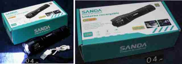 04 LINTERNA RECARGA USB SANDA HB068